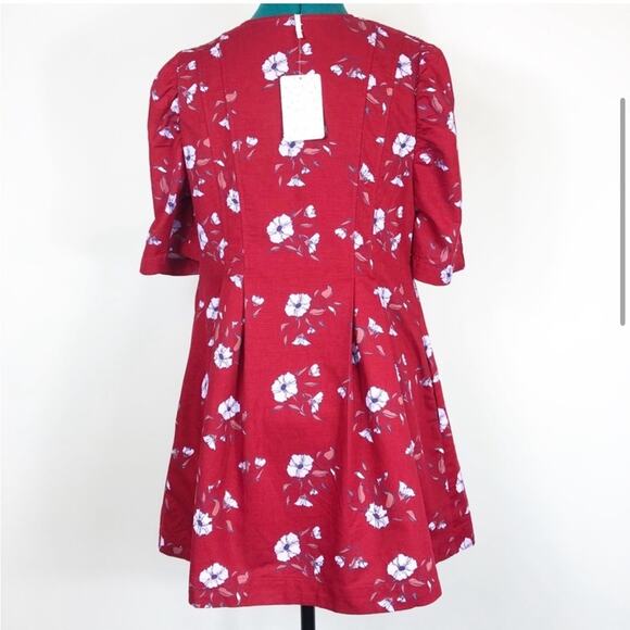 NWT free people Adele tunic midi dress in red floral print - Picture 6 of 11